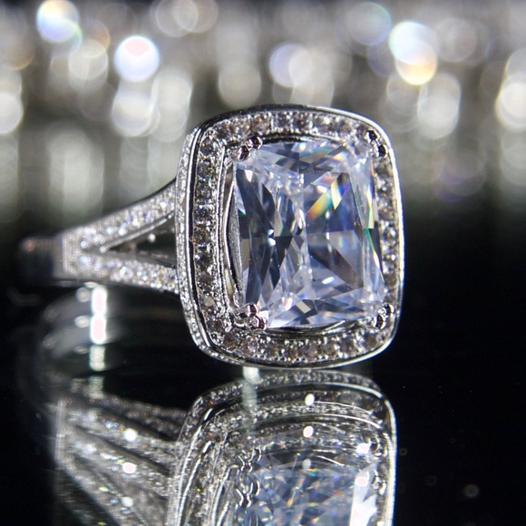 14kt Gold Dipped Cushion Topaz Engagement Ring - Picture 6 of 8